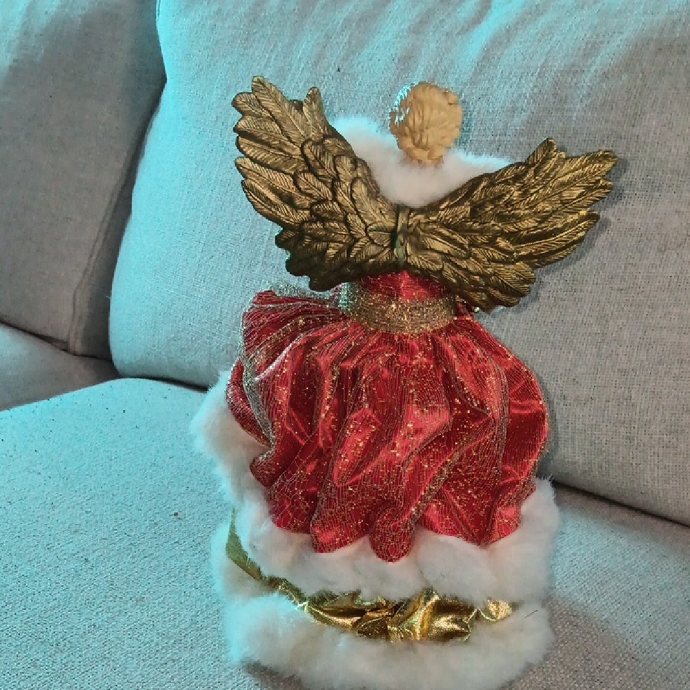 Gold and Red Angel Tree Topper - Picture 5 of 5